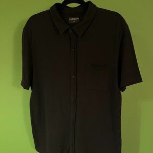 Goodlife Men's Button Down Polo Black, Large